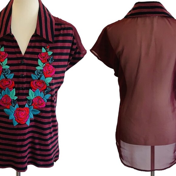 Anthropologie Tops - NWT - Nick & Mo Embroidered Sheer Back Top
